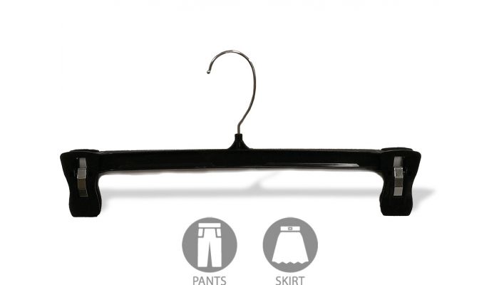 Set of 100 Black Plastic Bottom Hanger With Clips (14 X 1/4)