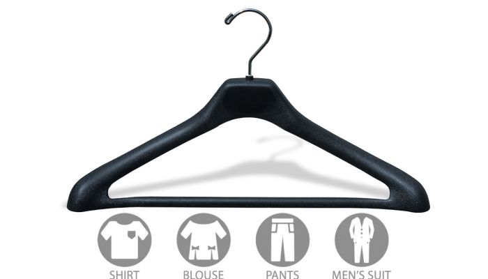 Black Plastic Suit Hanger W/ Suit Bar (17 X 1 1/2)
