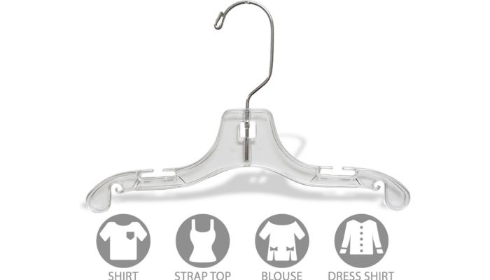 International Hanger Kids Clear Plastic Top Hanger W/ Notches (10 X 7/16)  Box of 100