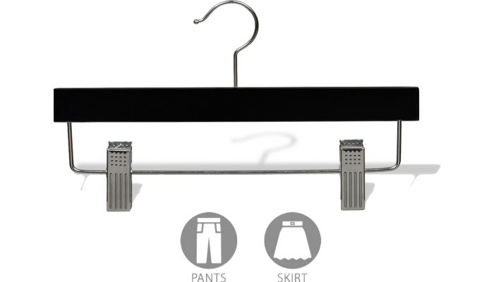 White Wooden Children's Hanger with Chrome Pant Clips