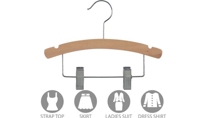 Hangers Direct DD700702 10 Wood Hanger with Clips/Notches - 100 / BX