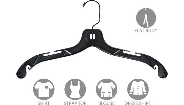 Clear Plastic Kids Top Hanger, Flat Hangers with Notches and