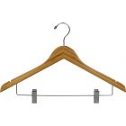 Bamboo Combo Hanger W/ Clips & Notches (17" X 7/16")