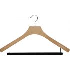 Oversized Natural Wood Suit Hanger W/ Flocked Bar (18" X 2")