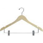 Unfinished Wood Combo Hanger W/ Clips & Notches (17" X 3/4")