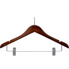 Cherry Wood Anti-Theft Combo Hanger W/ Clips & Notches (17" X 1/2")