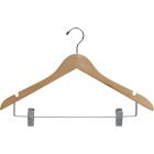 Natural Wood Combo Hanger W/ Clips & Notches (17" X 3/4")