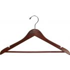 Walnut Wood Suit Hanger W/ Suit Bar & Notches (17" X 3/4")