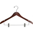 Walnut Wood Combo Hanger W/ Clips & Notches (17" X 3/4")