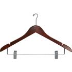 Walnut Wood Anti-Theft Combo Hanger W/ Clips & Notches (17" X 3/4")