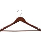 Walnut Wood Suit Hanger W/ Suit Bar & Notches (17" X 7/16")
