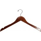 Walnut Wood Top Hanger W/ Notches & Rubber Strips (17" X 7/16")