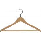 Natural Wood Suit Hanger W/ Suit Bar & Notches (17" X 7/16")