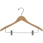 Natural Wood Combo Hanger W/ Clips & Notches (17" X 7/16")