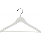 White Wood Suit Hanger W/ Suit Bar & Notches (17" X 7/16")