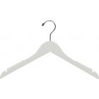 White Wood Top Hanger W/ Notches & Rubber Strips (17" X 7/16")