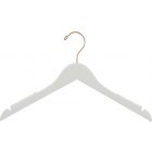 White Wood Top Hanger W/ Notches & Rubber Strips (17" X 7/16")