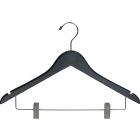 Black Wood Combo Hanger W/ Clips & Notches (17" X 7/16")