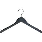 Black Wood Top Hanger W/ Notches & Rubber Strips (17" X 7/16")