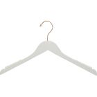 Petite White Wood Top Hanger W/ Notches & Rubber Strips (15.5" X 7/16")
