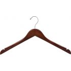 Petite Walnut Wood Top Hanger W/ Notches & Rubber Strips (15" X 7/16")