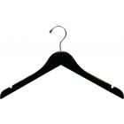 Petite Black Wood Top Hanger W/ Notches & Rubber Strips (15" X 7/16")