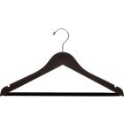 Espresso Wood Suit Hanger W/ Flocked Bar & Notches (17" X 7/16")