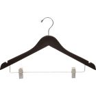 Espresso Wood Combo Hanger W/ Clips & Notches (17" X 7/16")