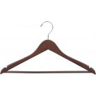 Rubber Coated Walnut Wood Suit Hanger W/ Suit Bar & Notches (17" X 7/16")