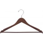 Rubber Coated Walnut Wood Suit Hanger W/ Suit Bar & Notches (17" X 7/16")