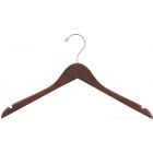 Rubber Coated Walnut Wood Top Hanger W/ Notches (17" X 7/16")
