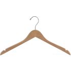 Rubber Coated Natural Wood Top Hanger W/ Notches (17" X 7/16")