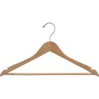 Rubber Coated Natural Wood Suit Hanger W/ Suit Bar & Notches (17" X 7/16")
