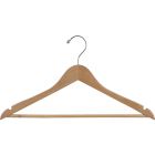 Rubber Coated Natural Wood Suit Hanger W/ Suit Bar & Notches (17" X 7/16")