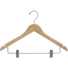 Rubber Coated Natural Wood Combo Hanger W/ Clips & Notches (17" X 7/16")