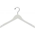 Rubber Coated White Wood Top Hanger W/ Notches (17" X 7/16")