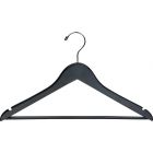 Rubber Coated Black Wood Suit Hanger W/ Suit Bar & Notches (17" X 7/16")