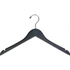 Rubber Coated Black Wood Top Hanger W/ Notches (17" X 7/16")
