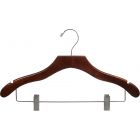 Walnut Wood Combo Hanger W/ Clips & Notches (17" X 3/8")