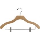 Natural Wood Combo Hanger W/ Clips & Notches (17" X 3/8")