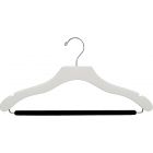 White Wood Suit Hanger W/ Flocked Bar & Notches (17" X 3/8")