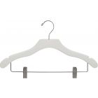 White Wood Combo Hanger W/ Clips & Notches (17" X 3/8")