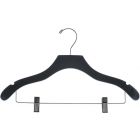 Black Wood Combo Hanger W/ Clips & Notches (17" X 3/8")