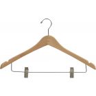 Natural Wood Combo Hanger W/ Clips & Notches (17" X 1/2")