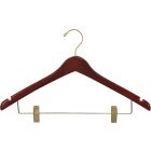 Walnut Wood Combo Hanger W/ Clips & Notches (17" X 1/2")