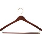 Walnut Wood Suit Hanger W/ Locking Bar & Notches (17" X 1/2")