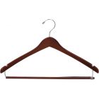 Walnut Wood Suit Hanger W/ Locking Bar & Notches (17" X 1/2")