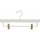 White Wood Bottom Hanger W/ Clips (14" X 5/8")