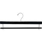 Black Wood Bottom Hanger W/ Flocked Bar (16" X 3/8")