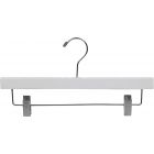 Rubber Coated White Wood Bottom Hanger W/ Clips (14" X 3/8")